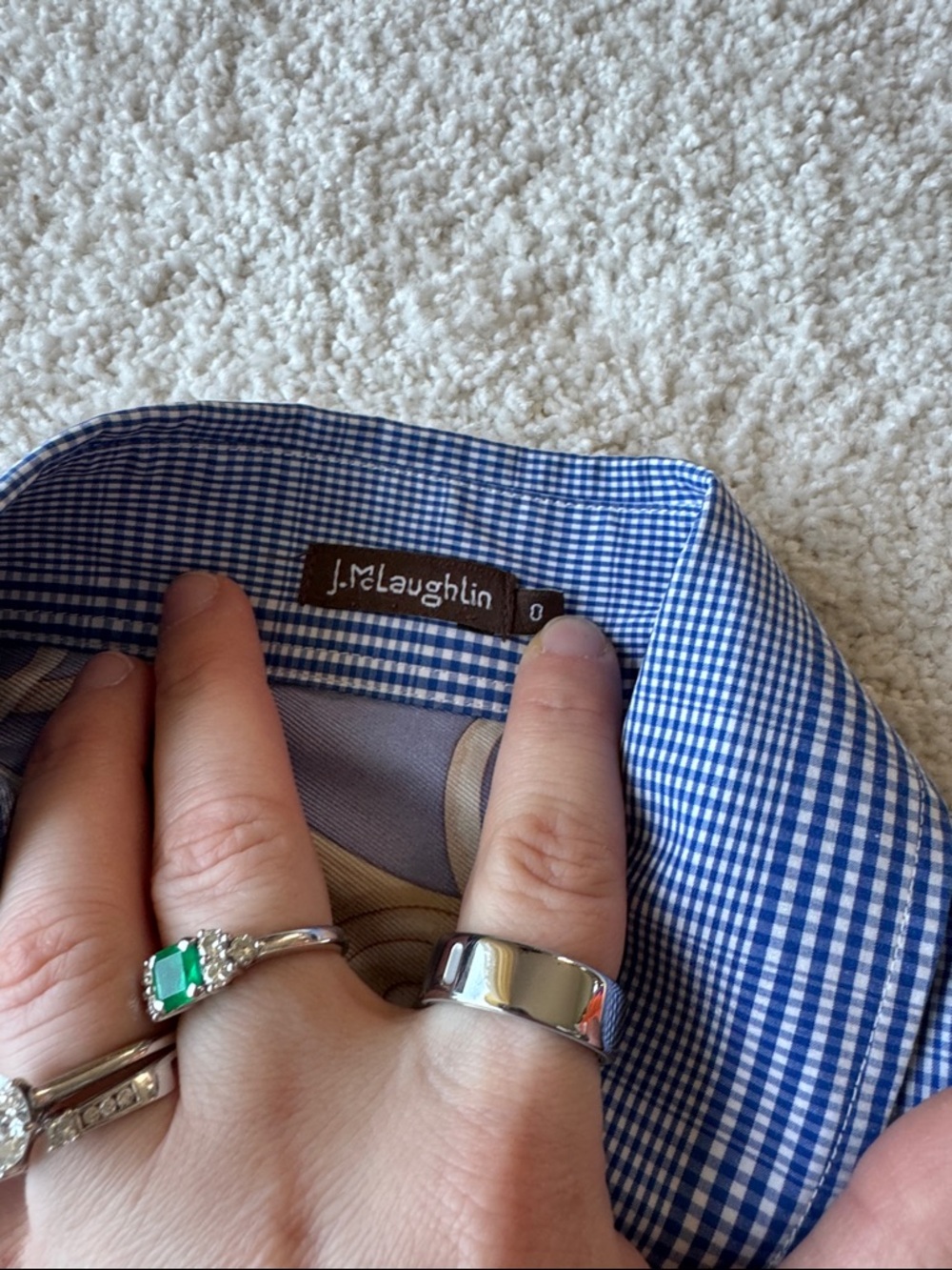 J. McLaughlin Blue Gingham Button Down Shirt - Picture 5 of 7